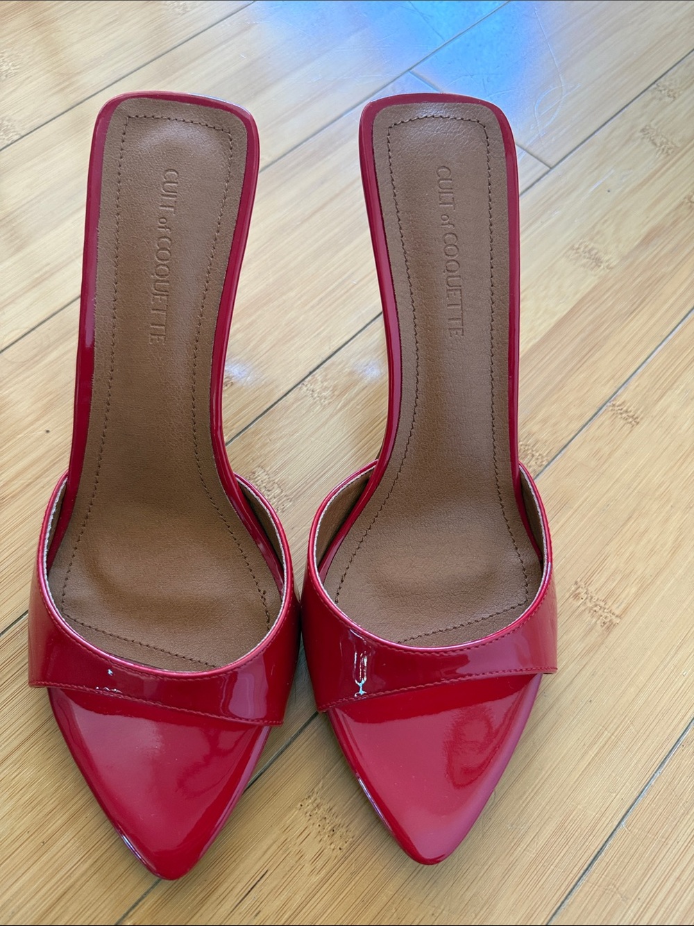 Cult of Coquette Red Patent Pointed-Toe heels never worn. 7.5 - Picture 6 of 6